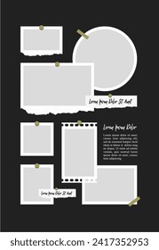 Pictures or photos frame collage. comics page grid layout abstract photo frames and digital photo wall template