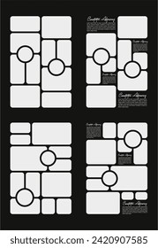 Bilder oder Fotos bilden eine Bildkollektion. Layoutbild der Comics-Seiten mit abstrakten Fotorahmen und digitaler Bildwandvorlage