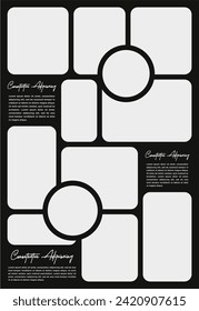 Pictures or photos frame collage. comics page grid layout abstract photo frames and digital photo wall template