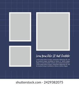 Pictures or photos frame collage. comics page grid layout abstract photo frames and digital photo wall template