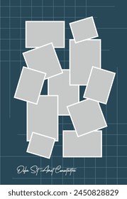 Pictures or photos frame collage. comics page grid layout abstract photo frames and digital photo wall template
