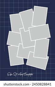 Pictures or photos frame collage. comics page grid layout abstract photo frames and digital photo wall template