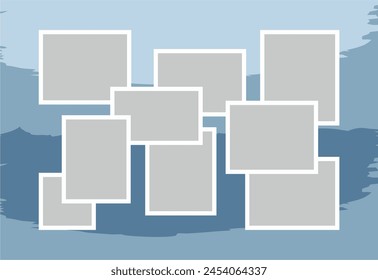 Pictures or photos frame collage. comics page grid layout abstract photo frames and digital photo wall template