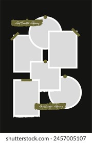 Pictures or photos frame collage. comics page grid layout abstract photo frames and digital photo wall template