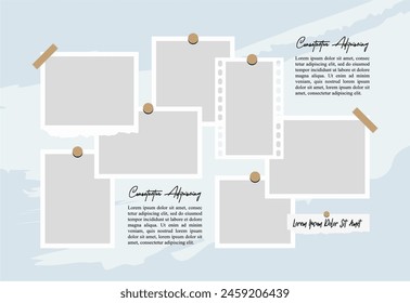 Pictures or photos frame collage. comics page grid layout abstract photo frames and digital photo wall template