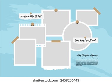 Pictures or photos frame collage. comics page grid layout abstract photo frames and digital photo wall template
