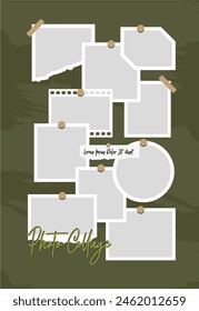 Pictures or photos frame collage. comics page grid layout abstract photo frames and digital photo wall template
