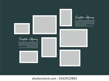 Pictures or photos frame collage. comics page grid layout abstract photo frames and digital photo wall template