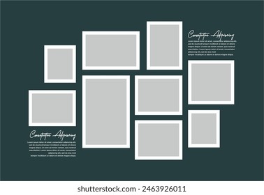 Pictures or photos frame collage. comics page grid layout abstract photo frames and digital photo wall template
