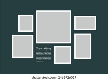 Pictures or photos frame collage. comics page grid layout abstract photo frames and digital photo wall template