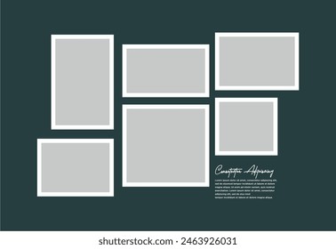 Pictures or photos frame collage. comics page grid layout abstract photo frames and digital photo wall template