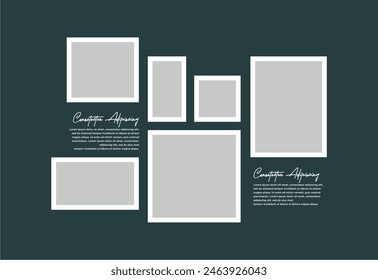 Pictures or photos frame collage. comics page grid layout abstract photo frames and digital photo wall template