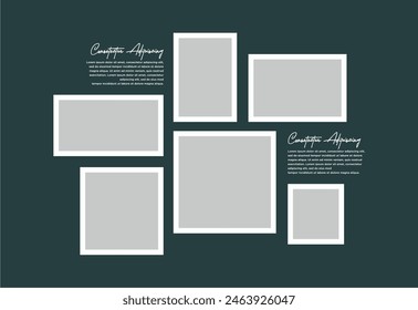 Pictures or photos frame collage. comics page grid layout abstract photo frames and digital photo wall template