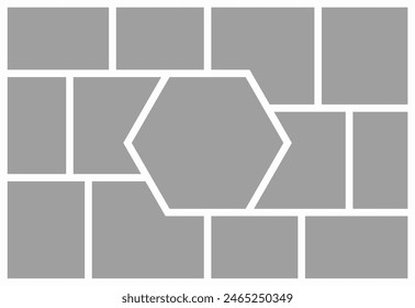 Collage de cuadros o Fotos de cuadros. comics diseño de cuadrícula de página marcos de fotos abstractos y Plantilla de pared de fotos digitales