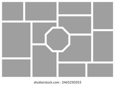 Pictures or photos frame collage. comics page grid layout abstract photo frames and digital photo wall template