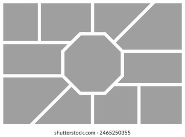 Pictures or photos frame collage. comics page grid layout abstract photo frames and digital photo wall template
