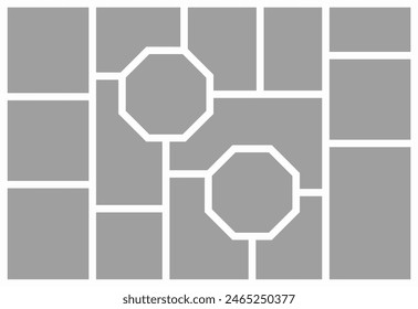 Pictures or photos frame collage. comics page grid layout abstract photo frames and digital photo wall template