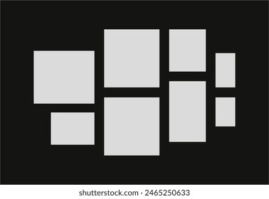 Pictures or photos frame collage. comics page grid layout abstract photo frames and digital photo wall template