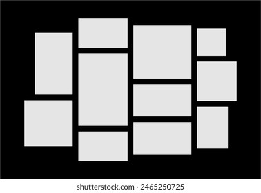Collage de cuadros o Fotos de cuadros. comics diseño de cuadrícula de página marcos de fotos abstractos y Plantilla de pared de fotos digitales