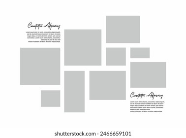 Pictures or photos frame collage. comics page grid layout abstract photo frames and digital photo wall template