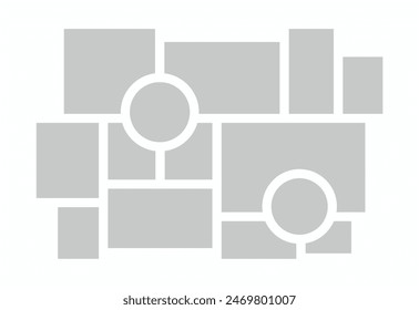 Pictures or photos frame collage. comics page grid layout abstract photo frames and digital photo wall template
