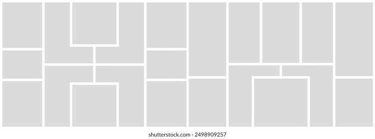 Pictures or photos frame collage. comics page grid layout abstract photo frames and digital photo wall template