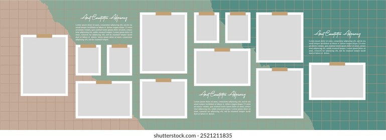 Pictures or photos frame collage. comics page grid layout abstract photo frames and digital photo wall template