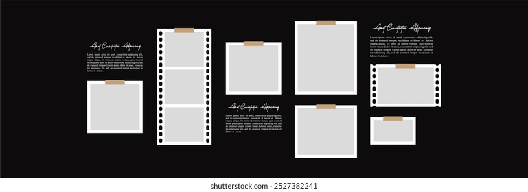 Pictures or photos frame collage. comics page grid layout abstract photo frames and digital photo wall template