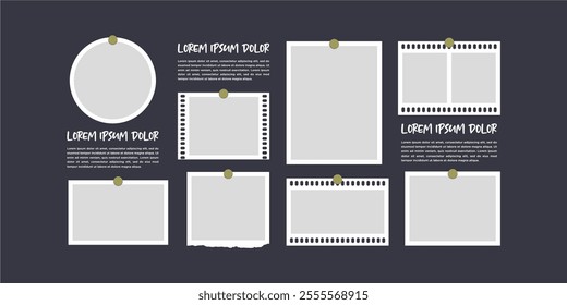 Pictures or photos frame collage. comics page grid layout abstract photo frames and digital photo wall template
