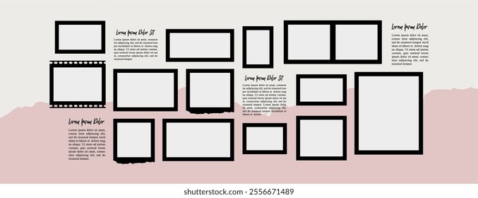 Pictures or photos frame collage comics page grid layout abstract photo frames and digital photo wall template