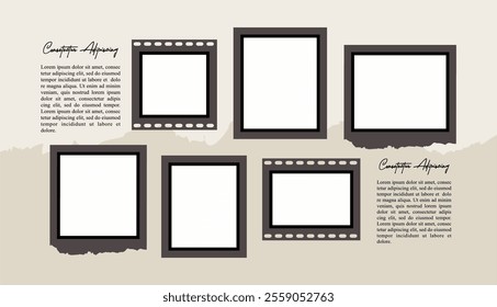 Pictures or photos frame collage. comics page grid layout abstract photo frames and digital photo wall template