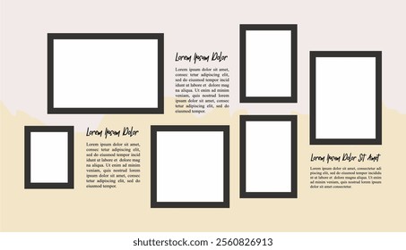 Pictures or photos frame collage. comics page grid layout abstract photo frames and digital photo wall template