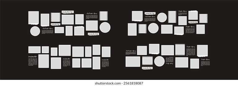 Pictures or photos frame collage. comics page grid layout abstract photo frames and digital photo wall template
