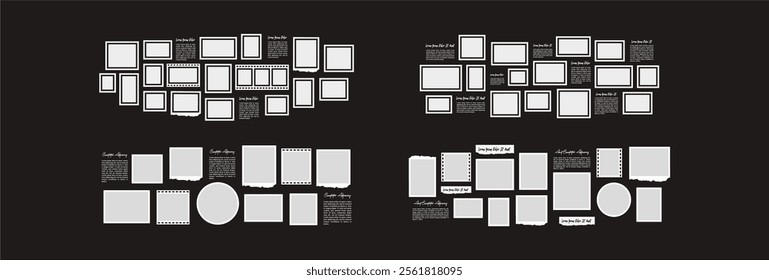 Pictures or photos frame collage. comics page grid layout abstract photo frames and digital photo wall template
