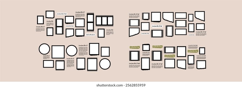 Pictures or photos frame collage. comics page grid layout abstract photo frames and digital photo wall template