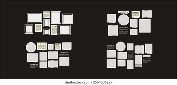 Pictures or photos frame collage. comics page grid layout abstract photo frames and digital photo wall template