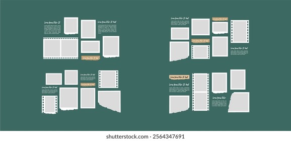 Pictures or photos frame collage. comics page grid layout abstract photo frames and digital photo wall template