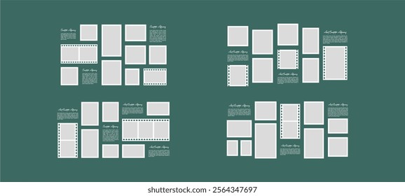 Pictures or photos frame collage. comics page grid layout abstract photo frames and digital photo wall template