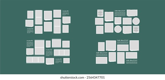 Pictures or photos frame collage. comics page grid layout abstract photo frames and digital photo wall template