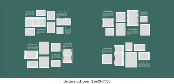 Pictures or photos frame collage. comics page grid layout abstract photo frames and digital photo wall template