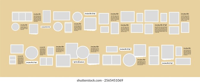 Pictures or photos frame collage. comics page grid layout abstract photo frames and digital photo wall template