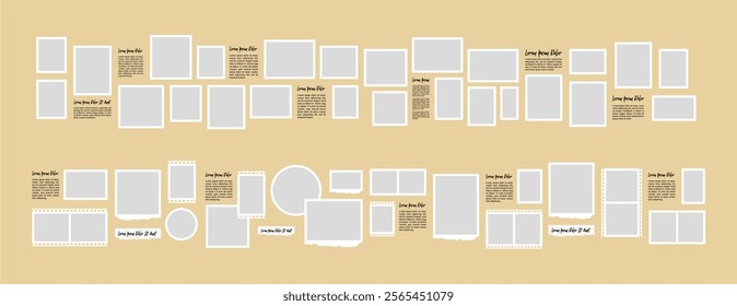 Pictures or photos frame collage. comics page grid layout abstract photo frames and digital photo wall template