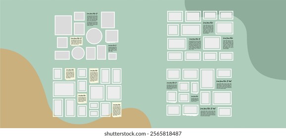 
Pictures or photos frame collage. comics page grid layout abstract photo frames and digital photo wall template
