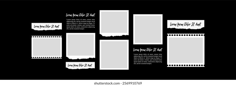 Pictures or photos frame collage comics page grid layout abstract photo frames and digital photo wall template