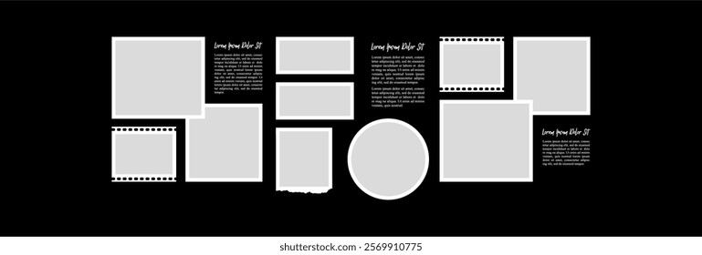 Pictures or photos frame collage comics page grid layout abstract photo frames and digital photo wall template