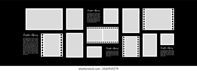 Pictures or photos frame collage comics page grid layout abstract photo frames and digital photo wall template