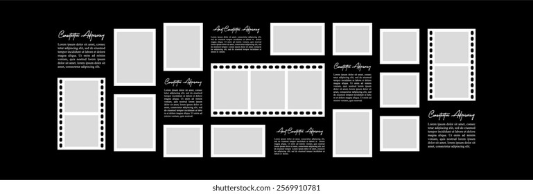 Pictures or photos frame collage comics page grid layout abstract photo frames and digital photo wall template