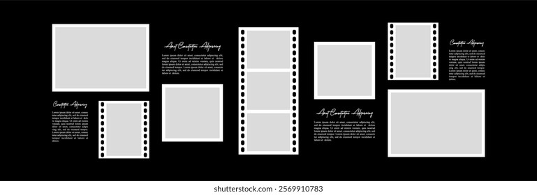 Pictures or photos frame collage comics page grid layout abstract photo frames and digital photo wall template