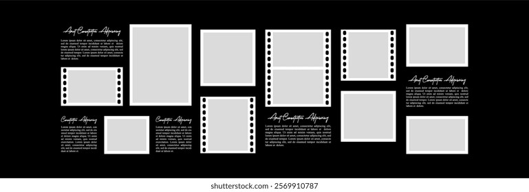 Pictures or photos frame collage comics page grid layout abstract photo frames and digital photo wall template