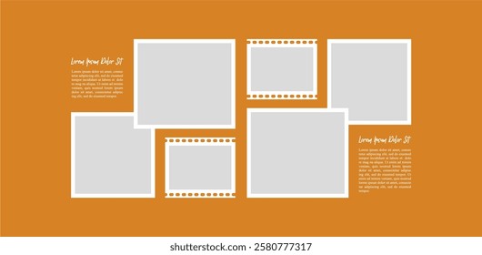 Pictures or photos frame collage. comics page grid layout abstract photo frames and digital photo wall template